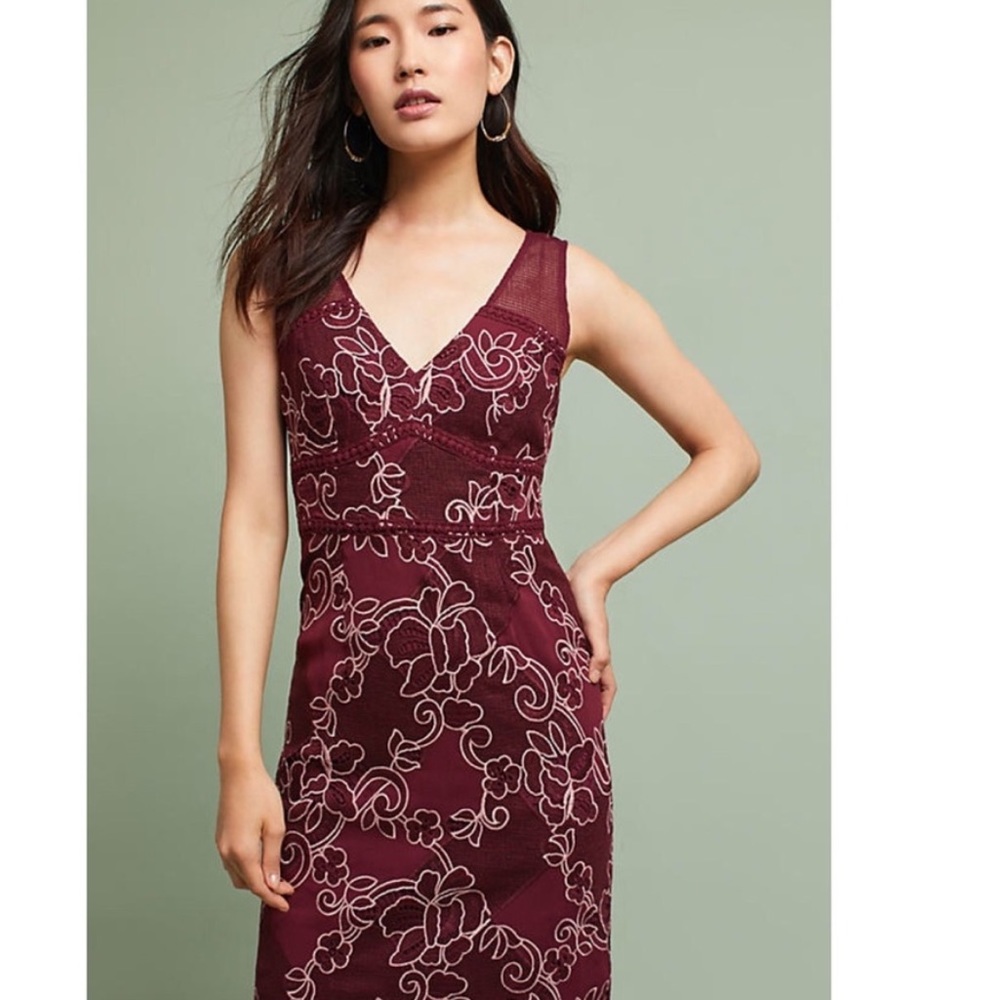 Anthropologie Moulinette Soeurs Wine Lace Dress Sz 4 NWT